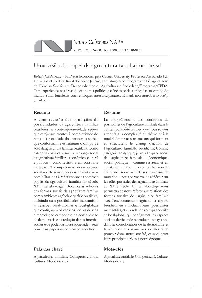 Uma visão do papel da agricultura familiar no Brasil
