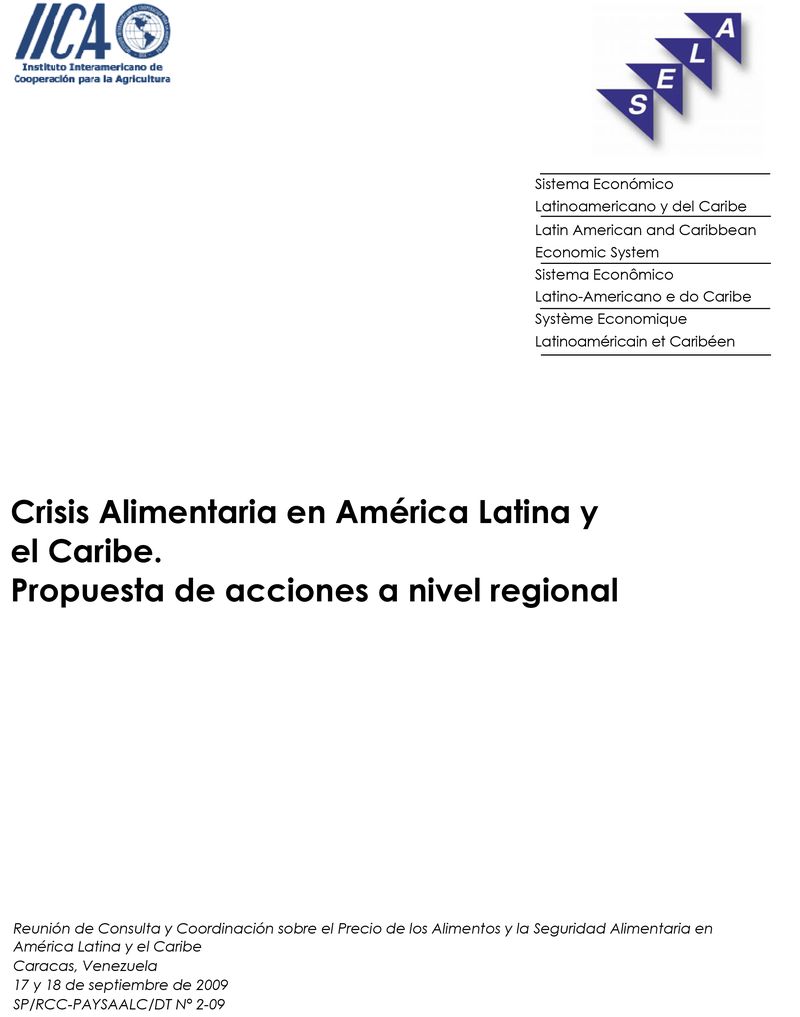 Crisis Alimentaria en América Latina y el Caribe. Propuesta de acciones a nivel regional