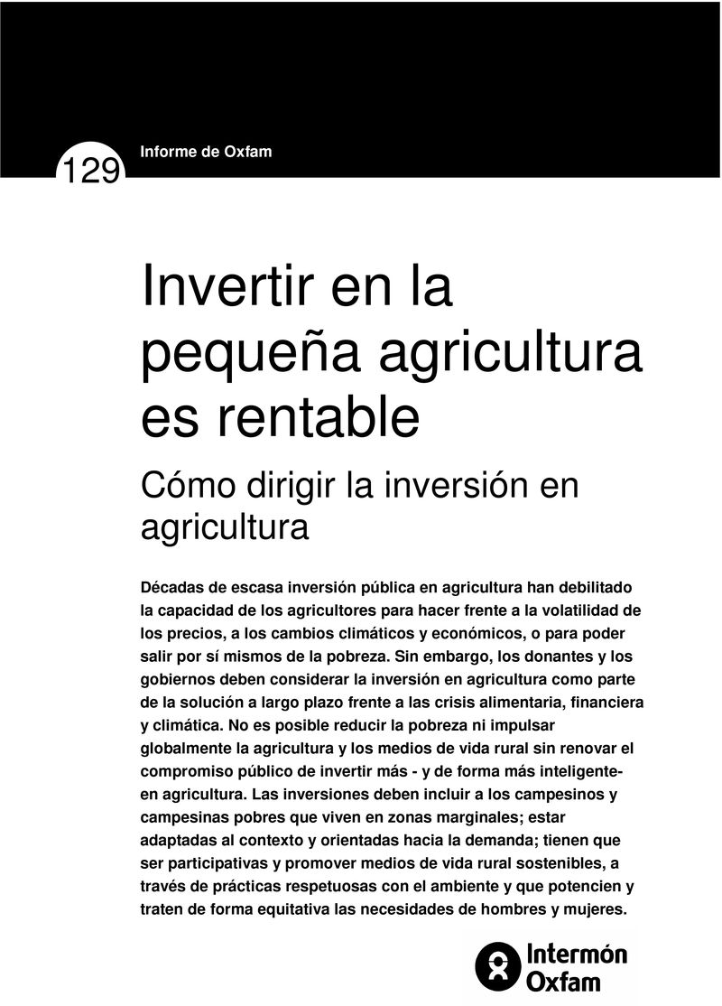 Invertir en la pequeña agricultura es rentable