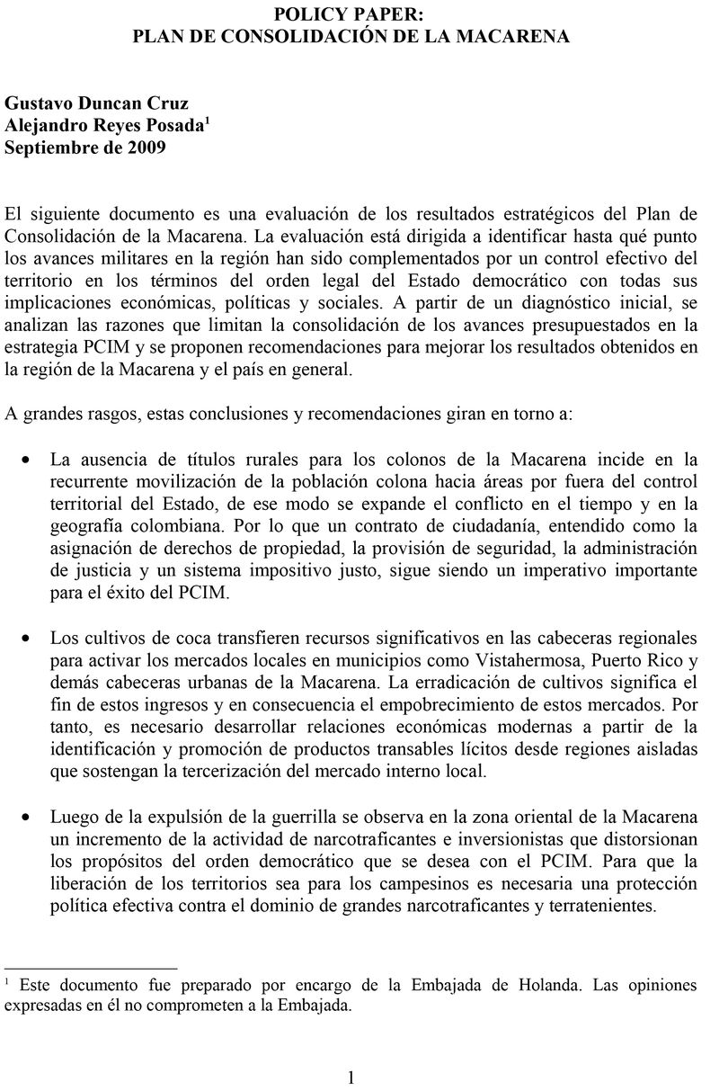 Plan de consolidación de la Macarena