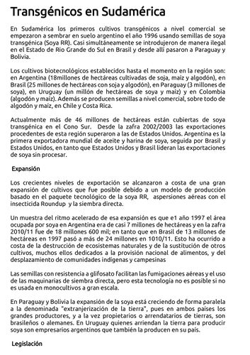 Transgénicos en Sudamérica