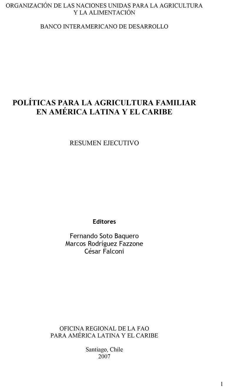 Políticas para la Agricultura Familiar en América Latina y el Caribe