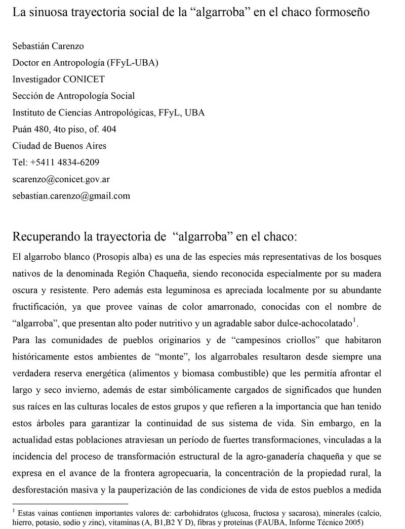 La sinuosa trayectoria social de la “algarroba” en el chaco formoseño