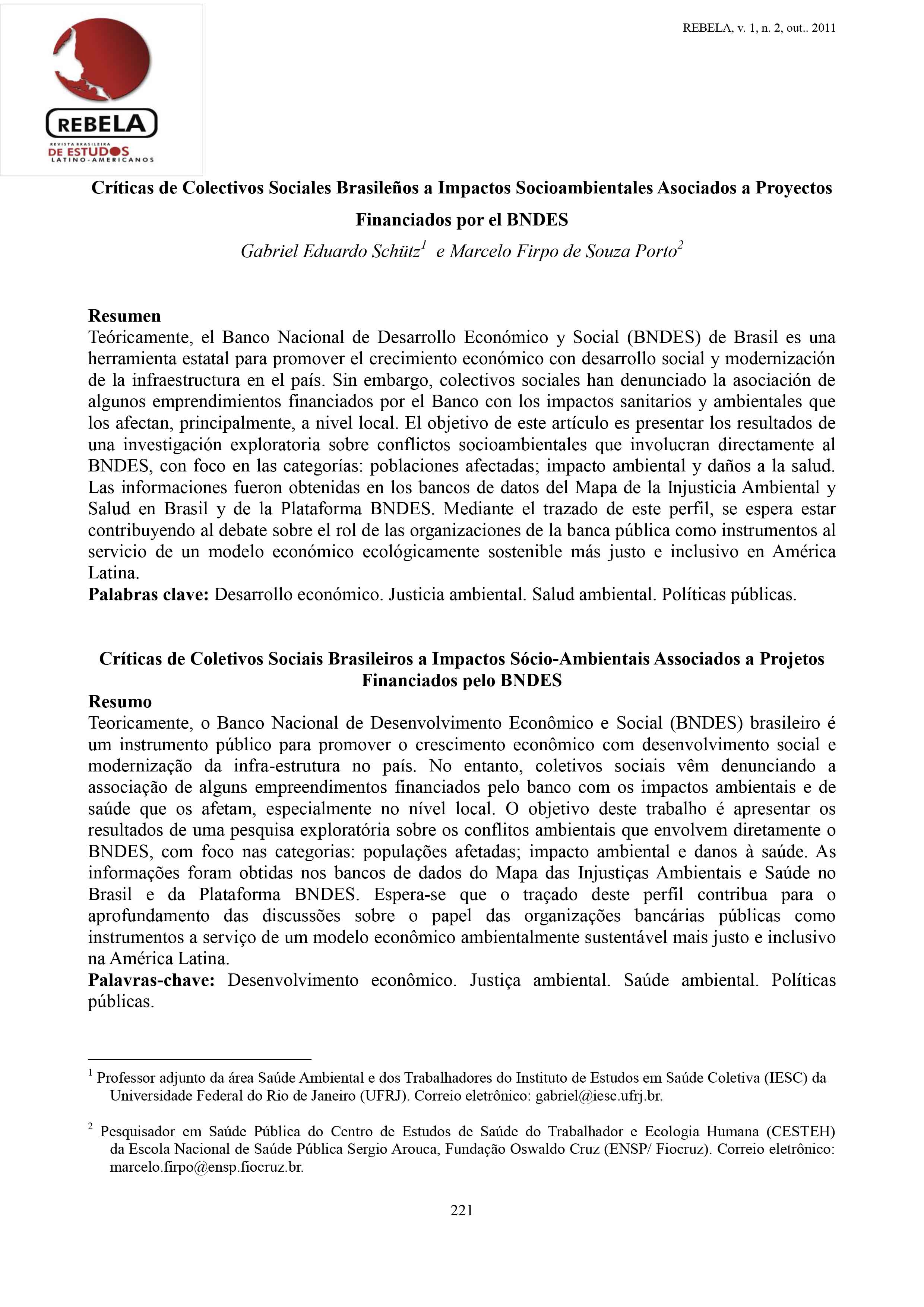 Críticas de Colectivos Sociales Brasileños a Impactos Socioambientales Asociados a Proyectos Financiados por el BNDES
