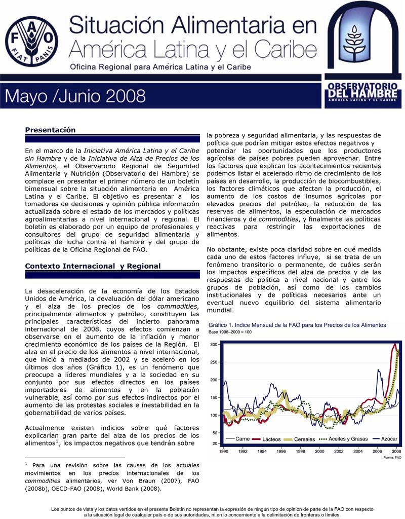 Situación Alimentaria en América Latina y el Caribe