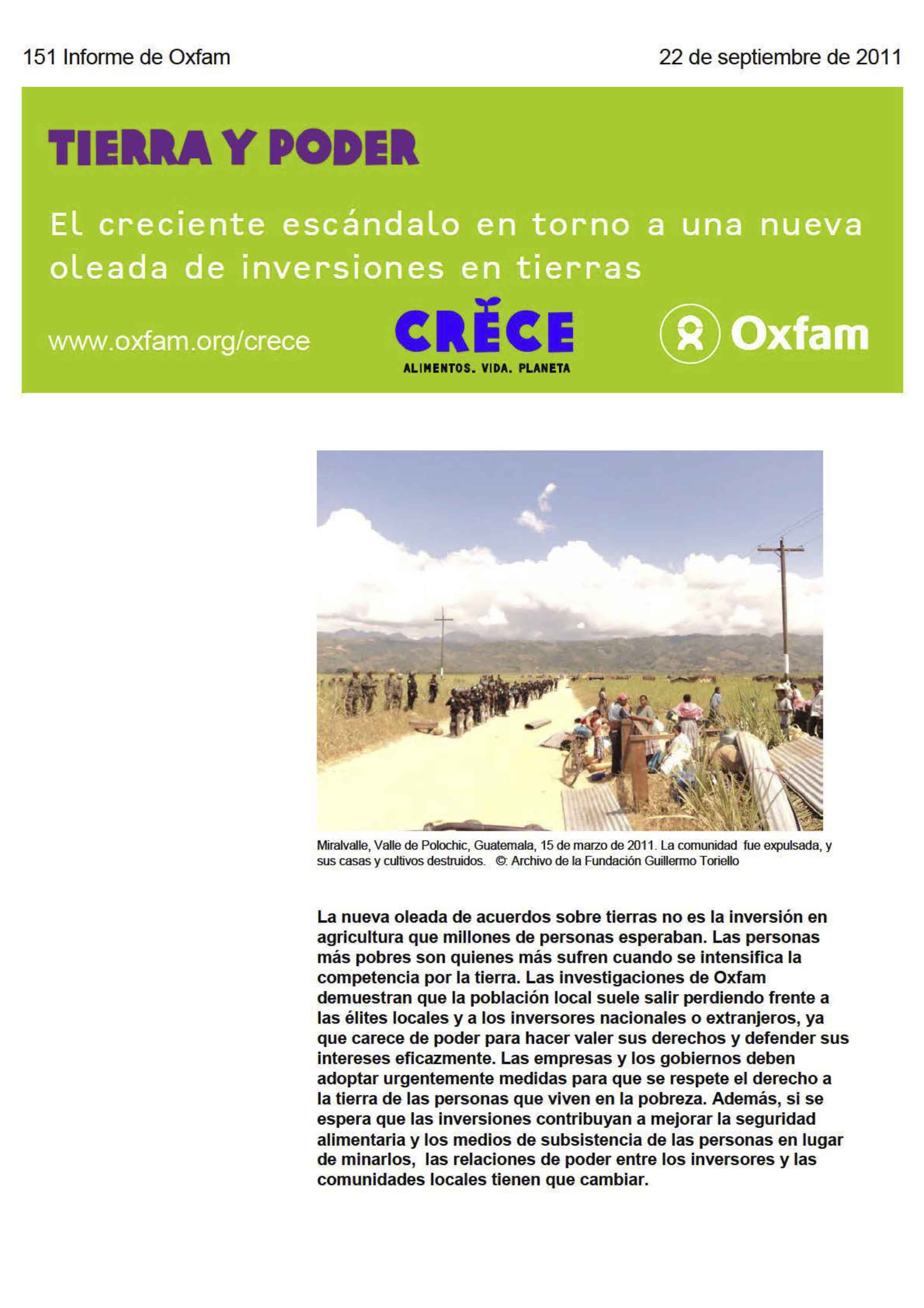 Tierra y Poder.El creciente escandalo en torno a una nueva oleada de inversiones en tierras