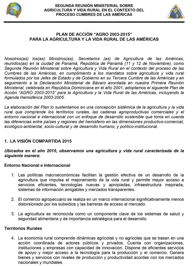 Plan de acción “AGRO 2003-2015”