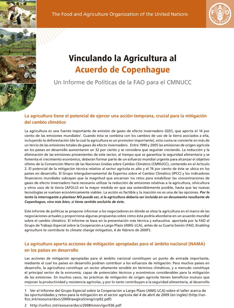 Vinculando la agricultura al Acuerdo de Copenhague
