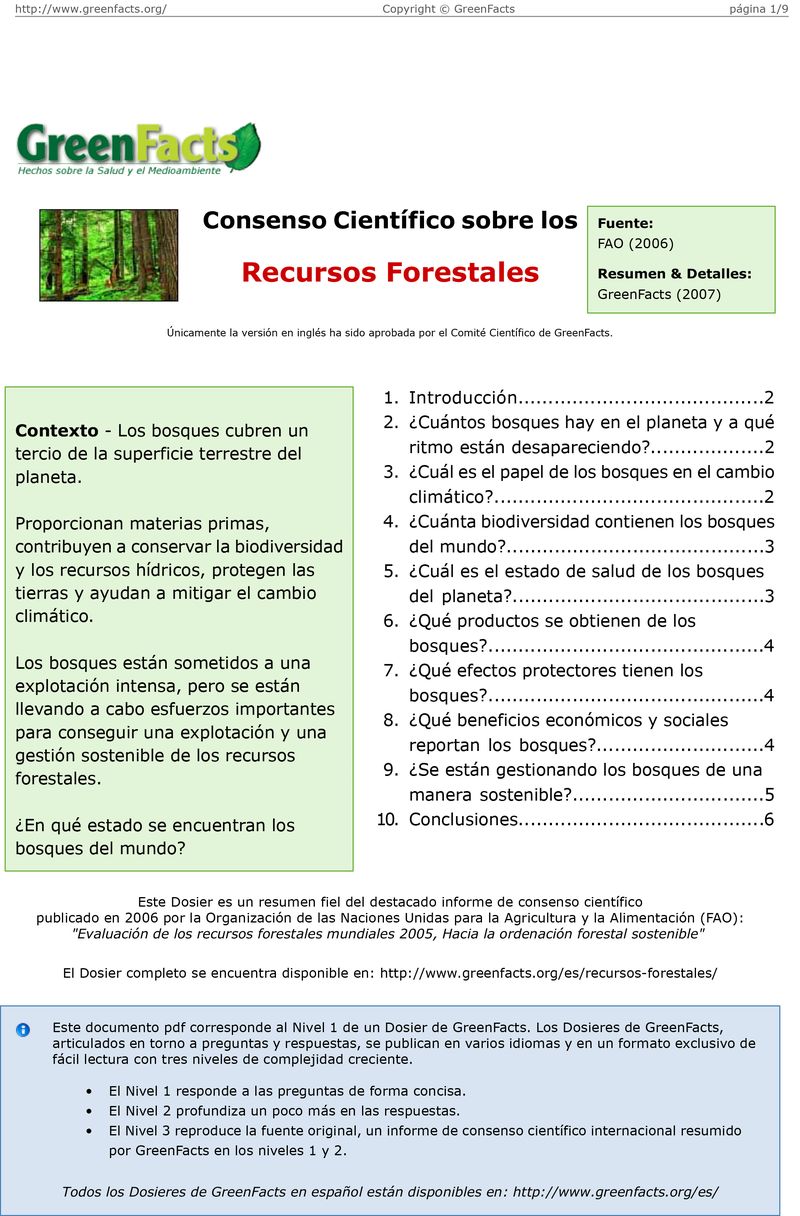 Consenso Científico sobre los Recursos Forestales