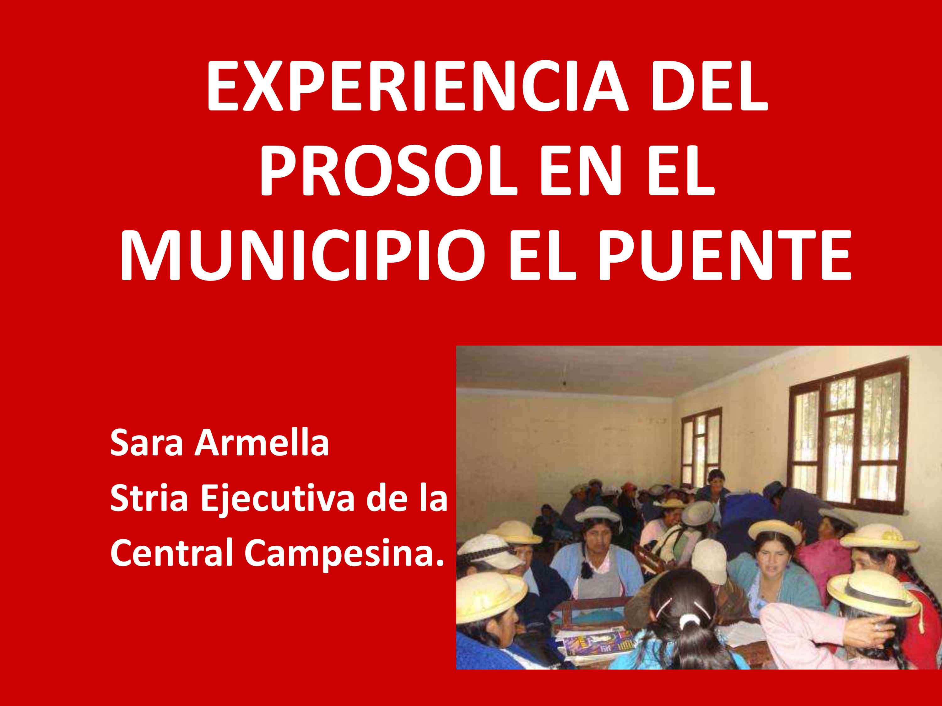 EXPERIENCIA DEL PROSOL EN EL MUNICIPIO EL PUENTE