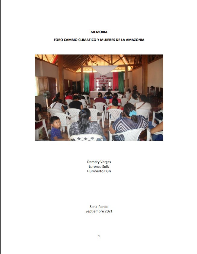 Memoria: FORO CAMBIO CLIMATICO Y MUJERES DE LA AMAZONIA